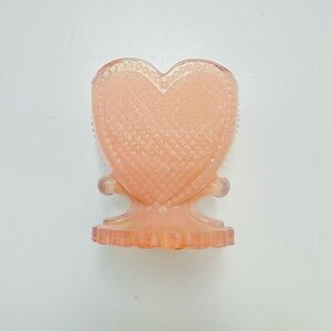 Degenhart (Boyd) Glass Pink Heart “Sweetheart” Toothpick Holder Slag Marbled
